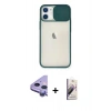 MARSİLYAN™- iPhone 11 Kılıf Vadi Çizgi - Siyah Bilvis 3D Mat Cam Ekran Koruyucu + Raze Metal Kamera Lens - MR