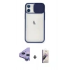 MARSİLYAN™- iPhone 11 Kılıf Vadi Çizgi - Siyah Bilvis 3D Mat Cam Ekran Koruyucu + Raze Metal Kamera Lens - MR