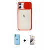 MARSİLYAN™- iPhone 11 Kılıf Vadi Çizgi - Siyah Bilvis 3D Mat Cam Ekran Koruyucu + Neon Fosforlu Kamera Lens - MI