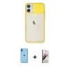 MARSİLYAN™- iPhone 11 Kılıf Vadi Çizgi - Siyah Bilvis 3D Mat Cam Ekran Koruyucu + Neon Fosforlu Kamera Lens - MI