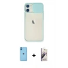 MARSİLYAN™- iPhone 11 Kılıf Vadi Çizgi - Siyah Bilvis 3D Mat Cam Ekran Koruyucu + Neon Fosforlu Kamera Lens - MI