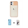MARSİLYAN™- iPhone 11 Kılıf Vadi Çizgi - Siyah Bilvis 3D Mat Cam Ekran Koruyucu + Neon Fosforlu Kamera Lens - MI