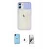 MARSİLYAN™- iPhone 11 Kılıf Vadi Çizgi - Siyah Bilvis 3D Mat Cam Ekran Koruyucu + Neon Fosforlu Kamera Lens - MI