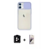 MARSİLYAN™- iPhone 11 Kılıf Vadi Çizgi - Siyah Bilvis 3D Mat Cam Ekran Koruyucu + PVD Metal Kamera Lens - TU