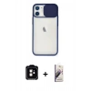 MARSİLYAN™- iPhone 11 Kılıf Vadi Çizgi - Siyah Bilvis 3D Mat Cam Ekran Koruyucu + PVD Metal Kamera Lens - TU