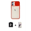 MARSİLYAN™- iPhone 11 Kılıf Vadi Çizgi - Siyah Bilvis 3D Mat Cam Ekran Koruyucu + PVD Metal Kamera Lens - TU