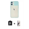 MARSİLYAN™- iPhone 11 Kılıf Vadi Çizgi - Siyah Bilvis 3D Mat Cam Ekran Koruyucu + PVD Metal Kamera Lens - YL