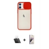MARSİLYAN™- iPhone 11 Kılıf Vadi Çizgi - Siyah Bilvis 3D Mat Cam Ekran Koruyucu + Kamera Lens Koruma Cam - SF