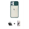 MARSİLYAN™- iPhone 11 Kılıf Vadi Çizgi - Siyah Bilvis 3D Mat Cam Ekran Koruyucu + Kamera Lens Koruma Cam - SF