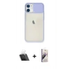 MARSİLYAN™- iPhone 11 Kılıf Vadi Çizgi - Siyah Bilvis 3D Mat Cam Ekran Koruyucu + Kamera Lens Koruma Cam - SF