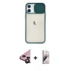 MARSİLYAN™- iPhone 11 Kılıf Vadi Çizgi - Siyah Bilvis 3D Mat Cam Ekran Koruyucu + Raze Metal Kamera Lens - SH