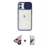 MARSİLYAN™- iPhone 11 Kılıf Vadi Çizgi - Siyah Bilvis 3D Mat Cam Ekran Koruyucu + Raze Metal Kamera Lens - SH
