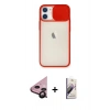 MARSİLYAN™- iPhone 11 Kılıf Vadi Çizgi - Siyah Bilvis 3D Mat Cam Ekran Koruyucu + Raze Metal Kamera Lens - SH