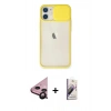 MARSİLYAN™- iPhone 11 Kılıf Vadi Çizgi - Siyah Bilvis 3D Mat Cam Ekran Koruyucu + Raze Metal Kamera Lens - SH