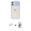 MARSİLYAN™- iPhone 11 Kılıf Vadi Çizgi - Siyah Bilvis 3D Mat Cam Ekran Koruyucu + Renkli Kamera Lens Koruma Cam - TU