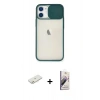 MARSİLYAN™- iPhone 11 Kılıf Vadi Çizgi - Siyah Bilvis 3D Mat Cam Ekran Koruyucu + Renkli Kamera Lens Koruma Cam - TU