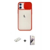 MARSİLYAN™- iPhone 11 Kılıf Vadi Çizgi - Siyah Bilvis 3D Mat Cam Ekran Koruyucu + Renkli Kamera Lens Koruma Cam - TU