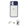 MARSİLYAN™- iPhone 11 Kılıf Vadi Çizgi - Siyah Bilvis 3D Mat Cam Ekran Koruyucu + Renkli Kamera Lens Koruma Cam - TU
