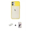 MARSİLYAN™- iPhone 11 Kılıf Vadi Çizgi - Siyah Bilvis 3D Mat Cam Ekran Koruyucu + Renkli Kamera Lens Koruma Cam - YL