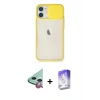 MARSİLYAN™- iPhone 11 Kılıf Vadi Çizgi - Siyah Bilvis 5in1 3D Magic Cam Ekran Koruyucu + Kırmızı Raze Metal Kamera Lens