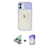 MARSİLYAN™- iPhone 11 Kılıf Vadi Çizgi - Siyah Bilvis 5in1 3D Magic Cam Ekran Koruyucu + Kırmızı Raze Metal Kamera Lens