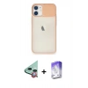 MARSİLYAN™- iPhone 11 Kılıf Vadi Çizgi - Siyah Bilvis 5in1 3D Magic Cam Ekran Koruyucu + Kırmızı Raze Metal Kamera Lens