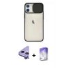 MARSİLYAN™- iPhone 11 Kılıf Vadi Çizgi - Siyah Bilvis 5in1 3D Magic Cam Ekran Koruyucu + Raze Metal Kamera Lens - MR