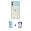 MARSİLYAN™- iPhone 11 Kılıf Vadi Çizgi - Siyah Bilvis 5in1 3D Magic Cam Ekran Koruyucu + Neon Fosforlu Kamera Lens - YL