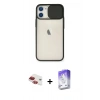 MARSİLYAN™- iPhone 11 Kılıf Vadi Çizgi - Siyah Bilvis 5in1 3D Magic Cam Ekran Koruyucu + Pers Alüminyum Kamera Lens - KI