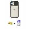 MARSİLYAN™- iPhone 11 Kılıf Vadi Çizgi - Siyah Bilvis 5in1 3D Magic Cam Ekran Koruyucu + Rainbow Kamera Lens Koruma Cam - KI