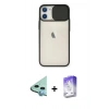 MARSİLYAN™- iPhone 11 Kılıf Vadi Çizgi - Siyah Bilvis 5in1 3D Magic Cam Ekran Koruyucu + Raze Metal Kamera Lens - MI