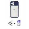 MARSİLYAN™- iPhone 11 Kılıf Vadi Çizgi - Siyah Bilvis 5in1 3D Magic Cam Ekran Koruyucu + Raze Metal Kamera Lens - GS