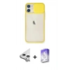 MARSİLYAN™- iPhone 11 Kılıf Vadi Çizgi - Siyah Bilvis 5in1 3D Magic Cam Ekran Koruyucu + Raze Metal Kamera Lens - GS
