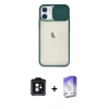 MARSİLYAN™- iPhone 11 Kılıf Vadi Çizgi - Siyah Bilvis 5in1 3D Magic Cam Ekran Koruyucu + PVD Metal Kamera Lens - SH