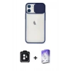 MARSİLYAN™- iPhone 11 Kılıf Vadi Çizgi - Siyah Bilvis 5in1 3D Magic Cam Ekran Koruyucu + PVD Metal Kamera Lens - SH