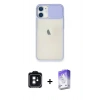 MARSİLYAN™- iPhone 11 Kılıf Vadi Çizgi - Siyah Bilvis 5in1 3D Magic Cam Ekran Koruyucu + PVD Metal Kamera Lens - SH