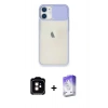 MARSİLYAN™- iPhone 11 Kılıf Vadi Çizgi - Siyah Bilvis 5in1 3D Magic Cam Ekran Koruyucu + PVD Metal Kamera Lens - TU