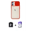 MARSİLYAN™- iPhone 11 Kılıf Vadi Çizgi - Siyah Bilvis 5in1 3D Magic Cam Ekran Koruyucu + PVD Metal Kamera Lens - YL
