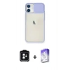 MARSİLYAN™- iPhone 11 Kılıf Vadi Çizgi - Siyah Bilvis 5in1 3D Magic Cam Ekran Koruyucu + PVD Metal Kamera Lens - YL