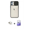 MARSİLYAN™- iPhone 11 Kılıf Vadi Çizgi - Siyah Bilvis 5in1 5D Magic Hayalet Cam Ekran Koruyucu + Pers Alüminyum Kamera Lens - GD