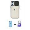 MARSİLYAN™- iPhone 11 Kılıf Vadi Çizgi - Siyah Bilvis 5in1 5D Magic Hayalet Cam Ekran Koruyucu + Neon Fosforlu Kamera Lens - MI