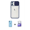 MARSİLYAN™- iPhone 11 Kılıf Vadi Çizgi - Siyah Bilvis 5in1 5D Magic Hayalet Cam Ekran Koruyucu + Neon Fosforlu Kamera Lens - MI
