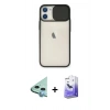MARSİLYAN™- iPhone 11 Kılıf Vadi Çizgi - Siyah Bilvis 5in1 5D Magic Hayalet Cam Ekran Koruyucu + Raze Metal Kamera Lens - MI