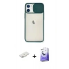 MARSİLYAN™- iPhone 11 Kılıf Vadi Çizgi - Siyah Bilvis 5in1 5D Magic Hayalet Cam Ekran Koruyucu + Renkli Kamera Lens Koruma Cam - PE