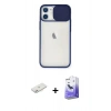 MARSİLYAN™- iPhone 11 Kılıf Vadi Çizgi - Siyah Bilvis 5in1 5D Magic Hayalet Cam Ekran Koruyucu + Renkli Kamera Lens Koruma Cam - PE