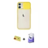 MARSİLYAN™- iPhone 11 Kılıf Vadi Çizgi - Siyah Bilvis 5in1 5D Magic Hayalet Cam Ekran Koruyucu + Rainbow Kamera Lens Koruma Cam - KI