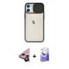 MARSİLYAN™- iPhone 11 Kılıf Vadi Çizgi - Siyah Bilvis 5in1 5D Magic Hayalet Cam Ekran Koruyucu + Raze Metal Kamera Lens - SH