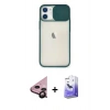 MARSİLYAN™- iPhone 11 Kılıf Vadi Çizgi - Siyah Bilvis 5in1 5D Magic Hayalet Cam Ekran Koruyucu + Raze Metal Kamera Lens - SH