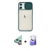 MARSİLYAN™- iPhone 11 Kılıf Vadi Çizgi - Siyah Bilvis 5in1 5D Magic Hayalet Cam Ekran Koruyucu + Raze Metal Kamera Lens - KI