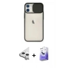 MARSİLYAN™- iPhone 11 Kılıf Vadi Çizgi - Siyah Bilvis 5in1 5D Magic Hayalet Cam Ekran Koruyucu + Raze Metal Kamera Lens - GS